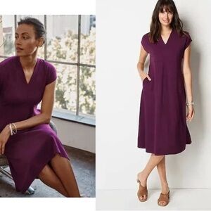 J Jill M Ponte Dress Wearever Collection. A Line Flare dress. Purple Claret